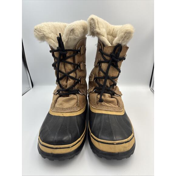 Sorel Caribou Boots Wool Lined Mens Size 8 Made In Canada Brown Kaufman Winter - Picture 3 of 11